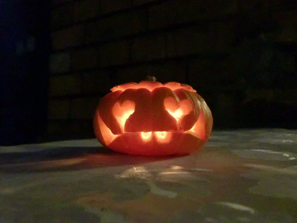 A carved out pumpkin